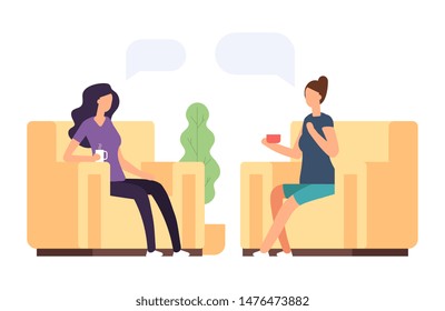 Two women are talking, psychotherapy vector concept. Illustration psychotherapy for woman, psychology problem