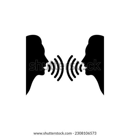 Two women talking together. Conversation and sound waves.