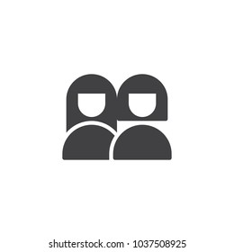 Two Women vector icon. filled flat sign for mobile concept and web design. Girls friend simple solid icon. Symbol, logo illustration. Pixel perfect vector graphics
