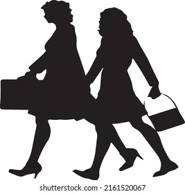 two women walking shopping girl