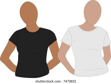  Two women's tee-shirt mannequins ready to add designs