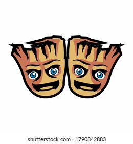 Two wood face grood vector logo template