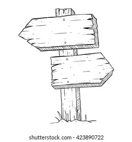 Two Wooden Board or Billboard With Sketchy or Doodle Style