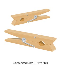 Two wooden cloth pegs vector illustration isolated on a white background