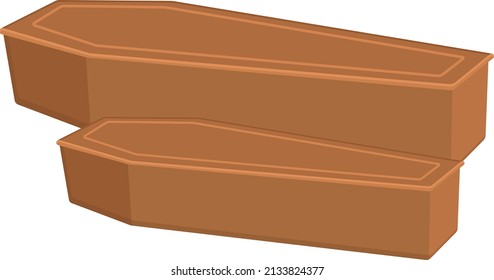 Two wooden coffins, illustration, vector on a white background.
