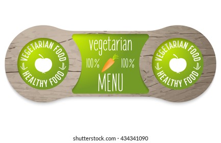 Two wooden connected boxes and vegetarian menu