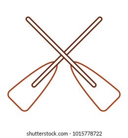 two wooden crossed boat oars sport