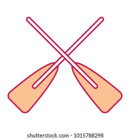 two wooden crossed boat oars sport