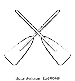 two wooden crossed boat oars sport