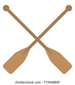 Two Wooden Crossed Oars, Flat Vector Icon Design 
