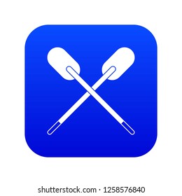 Two wooden crossed oars icon digital blue for any design isolated on white vector illustration