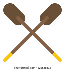 Two wooden crossed oars icon flat isolated on white background vector illustration