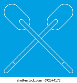 Two wooden crossed oars icon blue outline style isolated vector illustration. Thin line sign