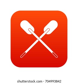 Two wooden crossed oars icon digital red for any design isolated on white vector illustration