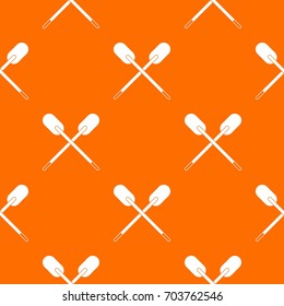 Two wooden crossed oars pattern repeat seamless in orange color for any design. Vector geometric illustration