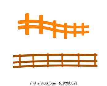 Two Wooden Fence Wavy and Straight - Cartoon Vector Image