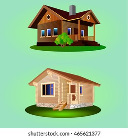 Two wooden house vector
