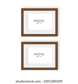 Two wooden pattern realistic frame for wall art mock up vector, modern wood texture frame templates design and Minimal Isolated Wood Frame Vector Elements