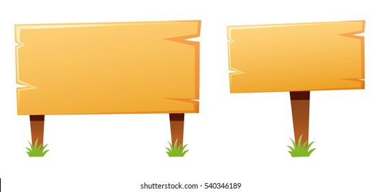 Two wooden signs in different sizes illustration