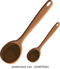 Two wooden spoons, illustration, vector on a white background.