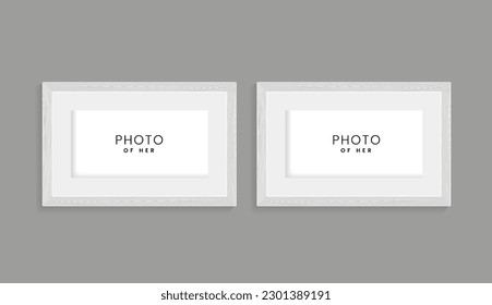 Two wooden texture frame on isolated dark wall, uded in photo mock up vector design templates
