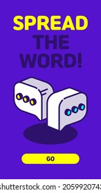 Two word balloons on the purple background