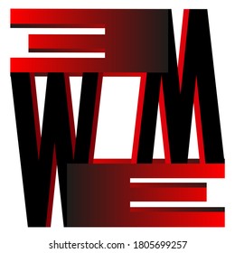 Two words "WE" are inverted relative to each other. Gradient red and black fill. Isolated vector image on white background.