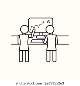 two worker comunication with reading graphic vector art illustration