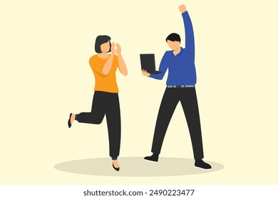 Two workers are enthusiastic about working