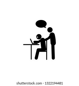 Two workers, laptops, conversation icon. Simple glyph, flat vector of People icons for UI and UX, website or mobile application