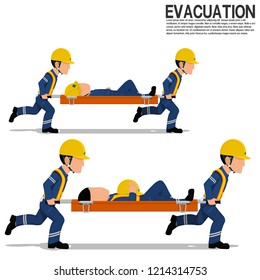 Two workers is moving  the victim on transparent background svg