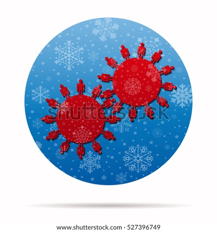 two worlds christmas icon in circle