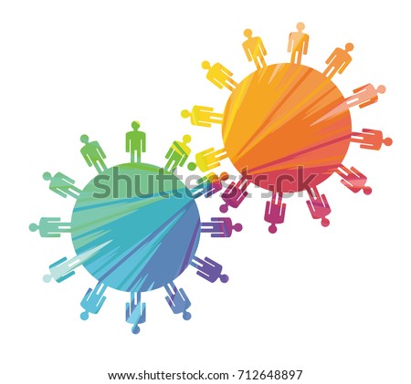 two worlds multicolored abstract icon