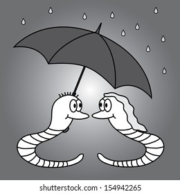 two worms and rainy weather eps10