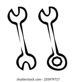 two wrench, sketch, vector icon