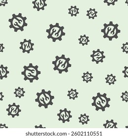 Two wrenches in cogwheel gear solid seamless pattern, repair service theme. Vector graphics. Mechanic tools, custom settings sign background, filled with glyphs icon