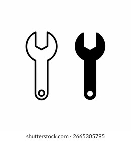 Two wrenches are displayed. One is an outline, the other is solid black.