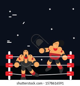 two wrestler in arena are fighting