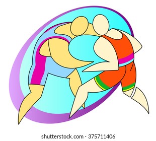 Two wrestlers illustration