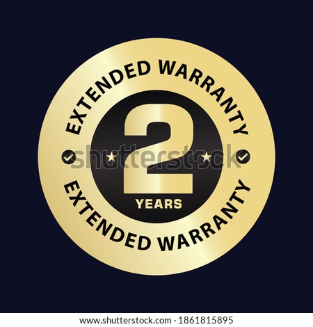 two year extended warranty vector stamp. 2year warranty elegant golden icon illustration