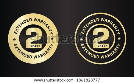 two year extended warranty vector set, 2 year warranty illustration, golden colored, marketing elements