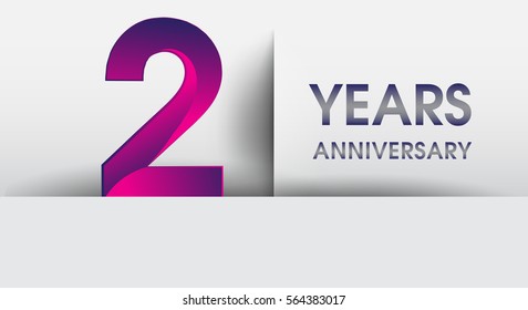 two years Anniversary celebration logo, flat design isolated on white background, vector elements for banner, invitation card for 2nd birthday party