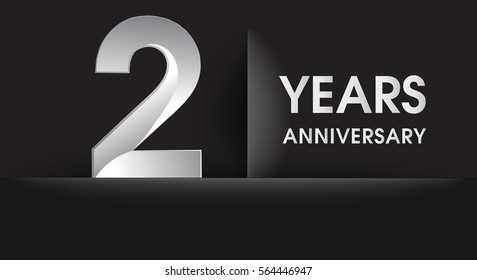 two years Anniversary celebration logo, flat design isolated on black background, vector elements for banner, invitation card for celebrating 2nd birthday party