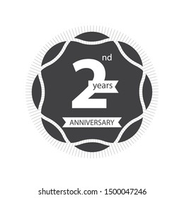 two years anniversary celebration logotype gray and white colored