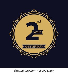 two years anniversary celebration logotype gold and dark blue colored