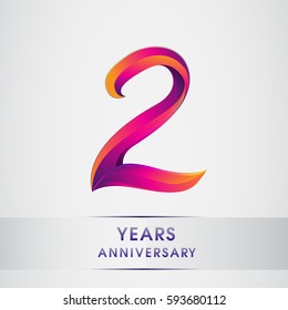 two years anniversary celebration logotype colorfull design, 2nd birthday logo on white background