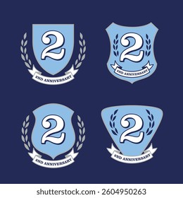 Two years anniversary set of vector graphic icons, vintage logos