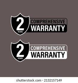 two years comprehensive warranty vector icon set. 2 year warranty abstract. 
