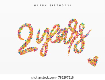 Two years, lettering sign from confetti. Holiday Happy birthday. Vector illustration.