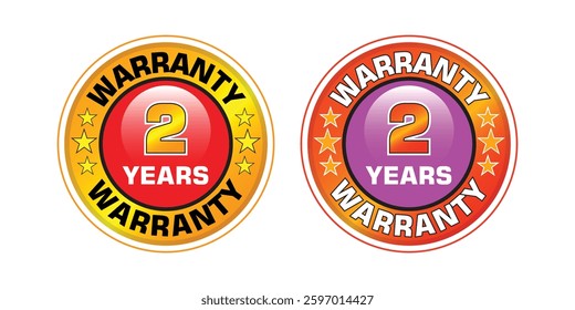 Two Years Warranty Badge Vector Illustration.